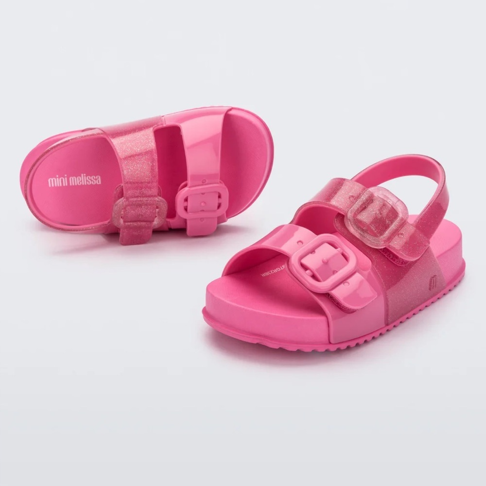 Mini Melissa Pink Glitter Sandals Size 9